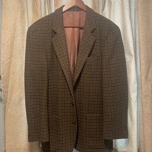 Houndstooth 3 Button Sport Coat Suit Jacket 38R Brown Black Red Medium